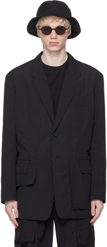 Y-3 Black Crinkled Blazer Cover