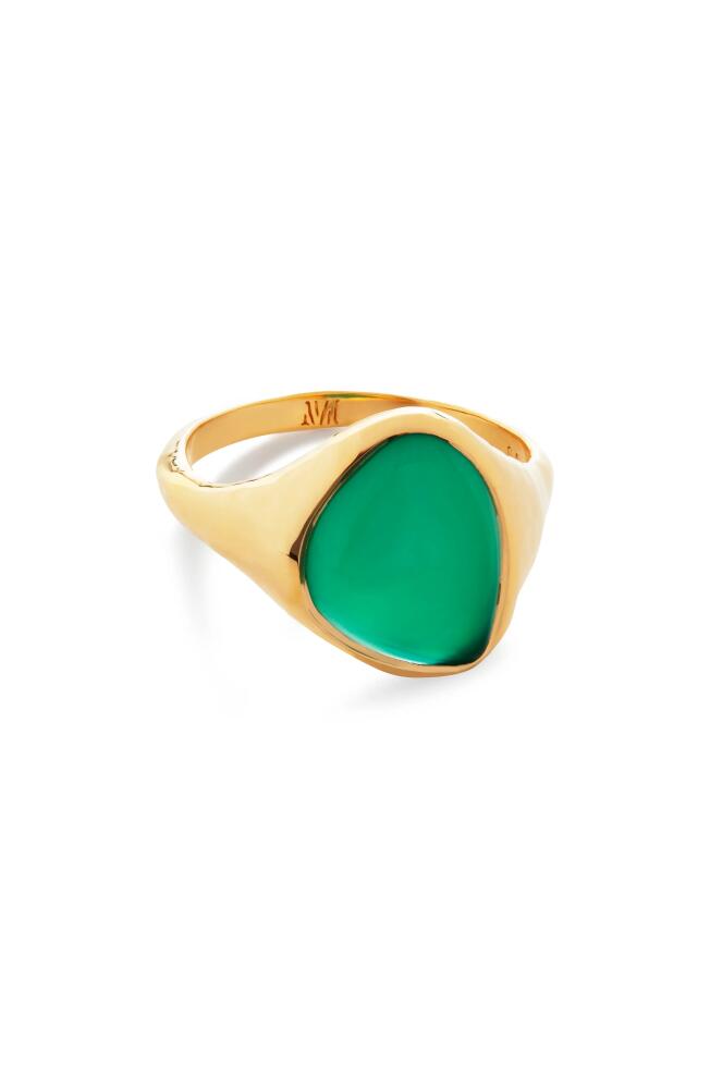 Monica Vinader Rio Gemstone Ring in 18Ct Gold Vermeil - Green Cover