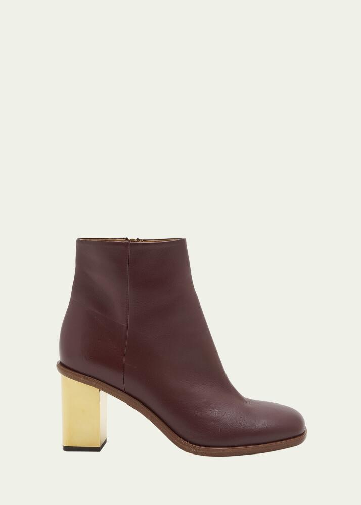 Chloe Rebecca Leather Block-Heel Booties Cover