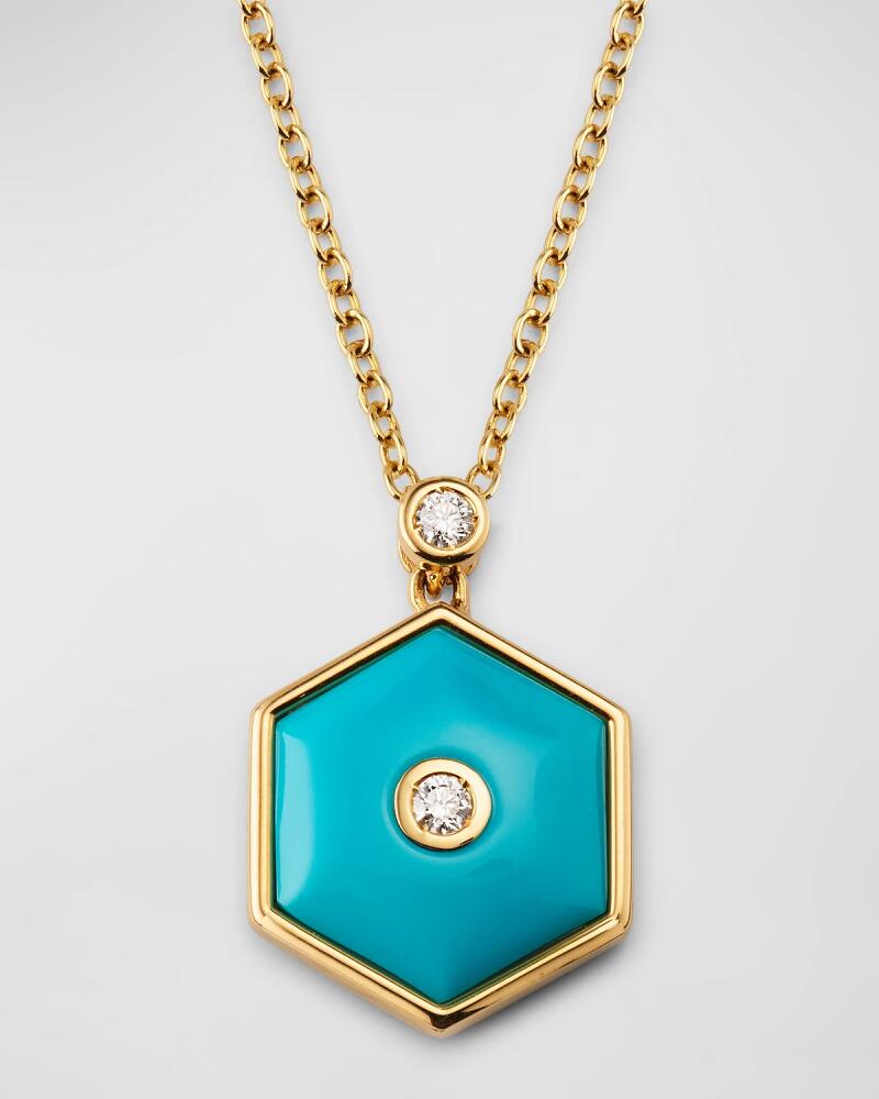 Miseno Baia Sommersa 18K Yellow Gold Pendant Necklace with Diamonds and Turquoise Cover