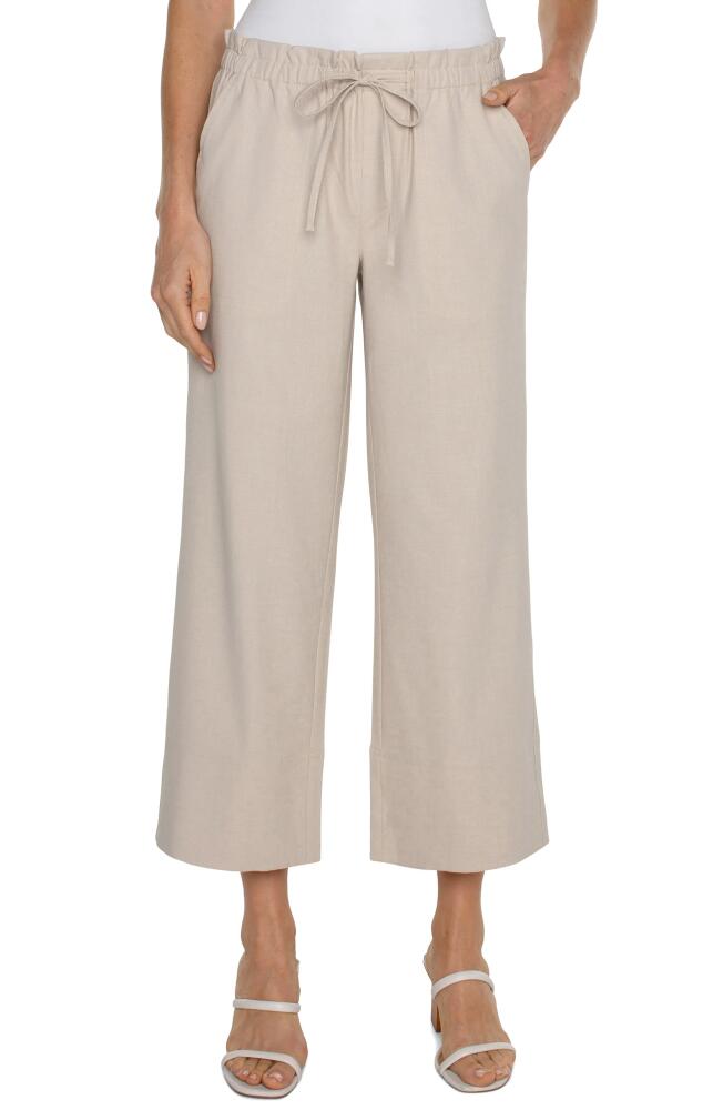 Liverpool Los Angeles Tie Waist Ankle Wide Leg Pants in Dusty Tan Cover