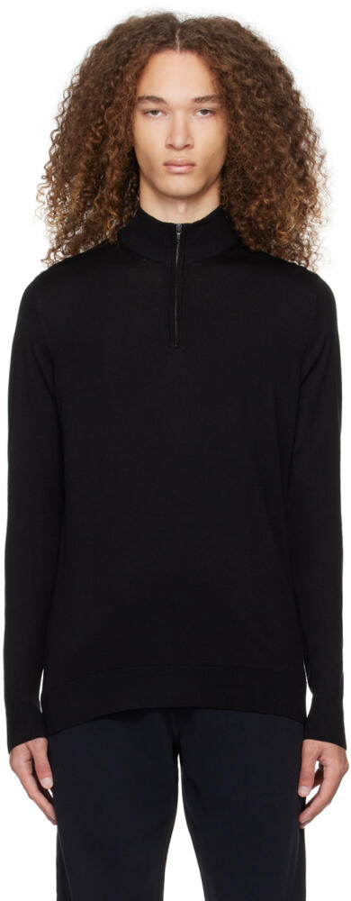 Sunspel Black Half-Zip Sweater Cover