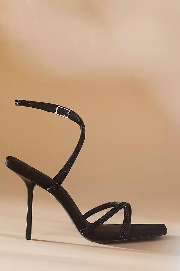 Black Suede Studio Gemma Strappy Crystal Heels Cover