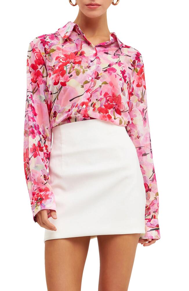 Endless Rose Floral Print Oversize Shirt in Pink Multi Cover