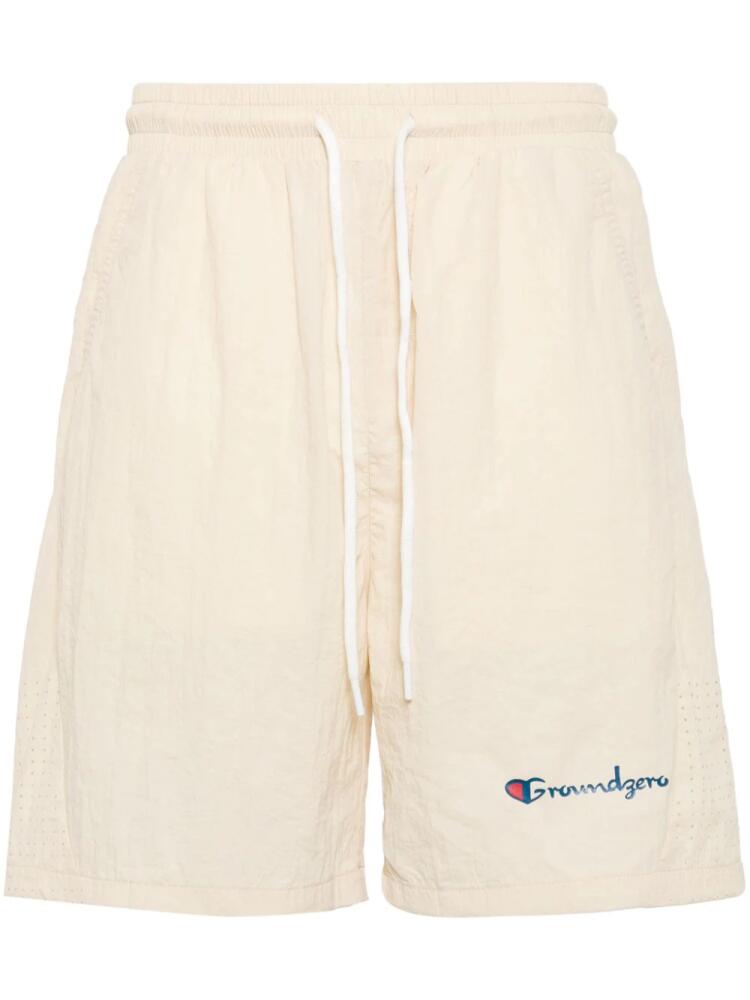 Ground Zero logo-print track shorts - Neutrals Cover