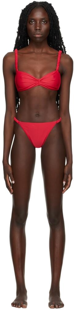 Diotima Red Matte Ruch Bikini Cover