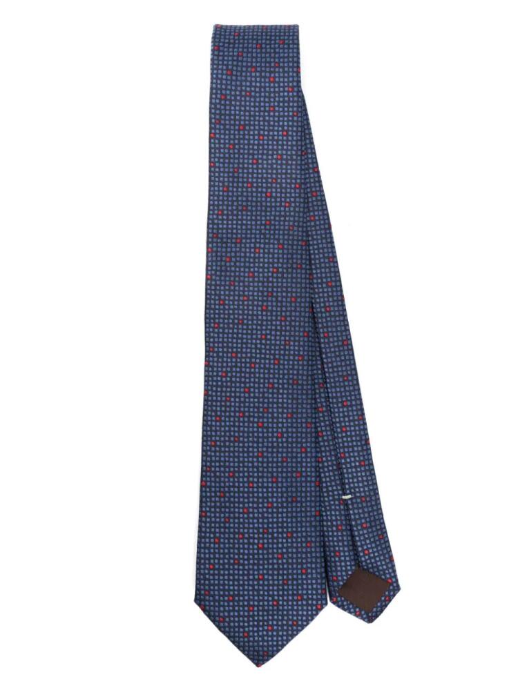 Canali patterned-jacquard silk tie - Blue Cover