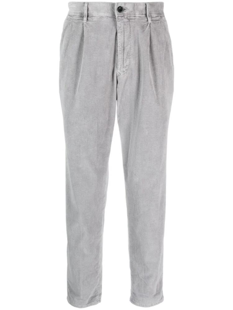 Incotex logo-embroidered corduroy trousers - Grey Cover