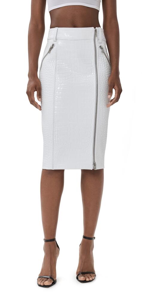 LaQuan Smith Mid Length Skirt with Zipper Detail White Cover