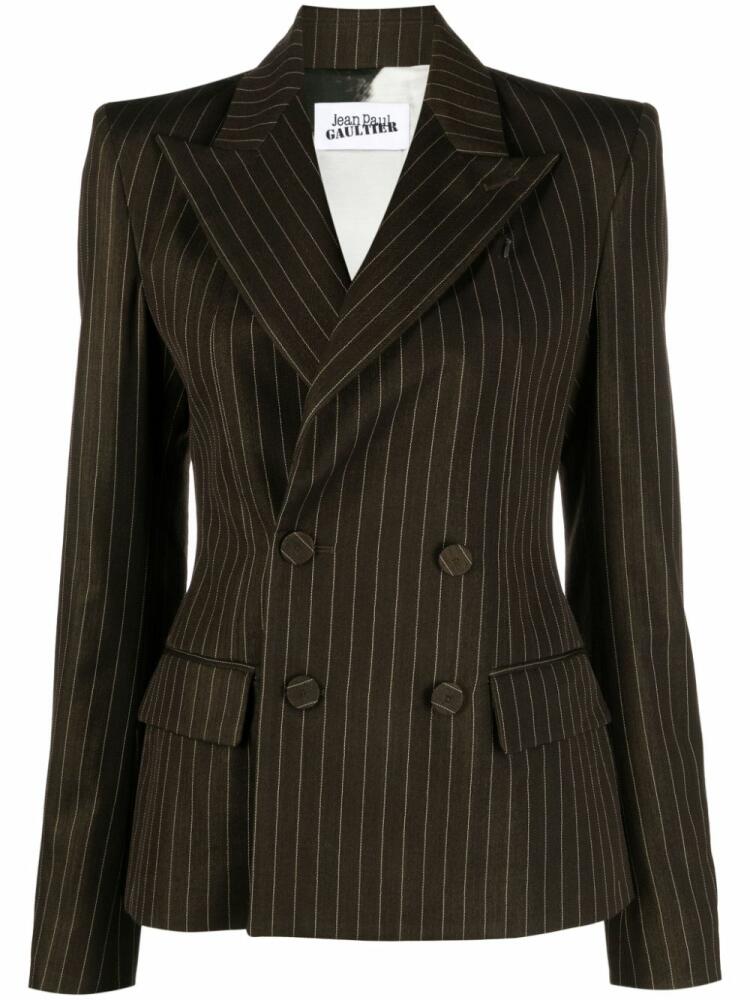 Jean Paul Gaultier pinstriped double-breasted wool blend blazer - Brown Cover