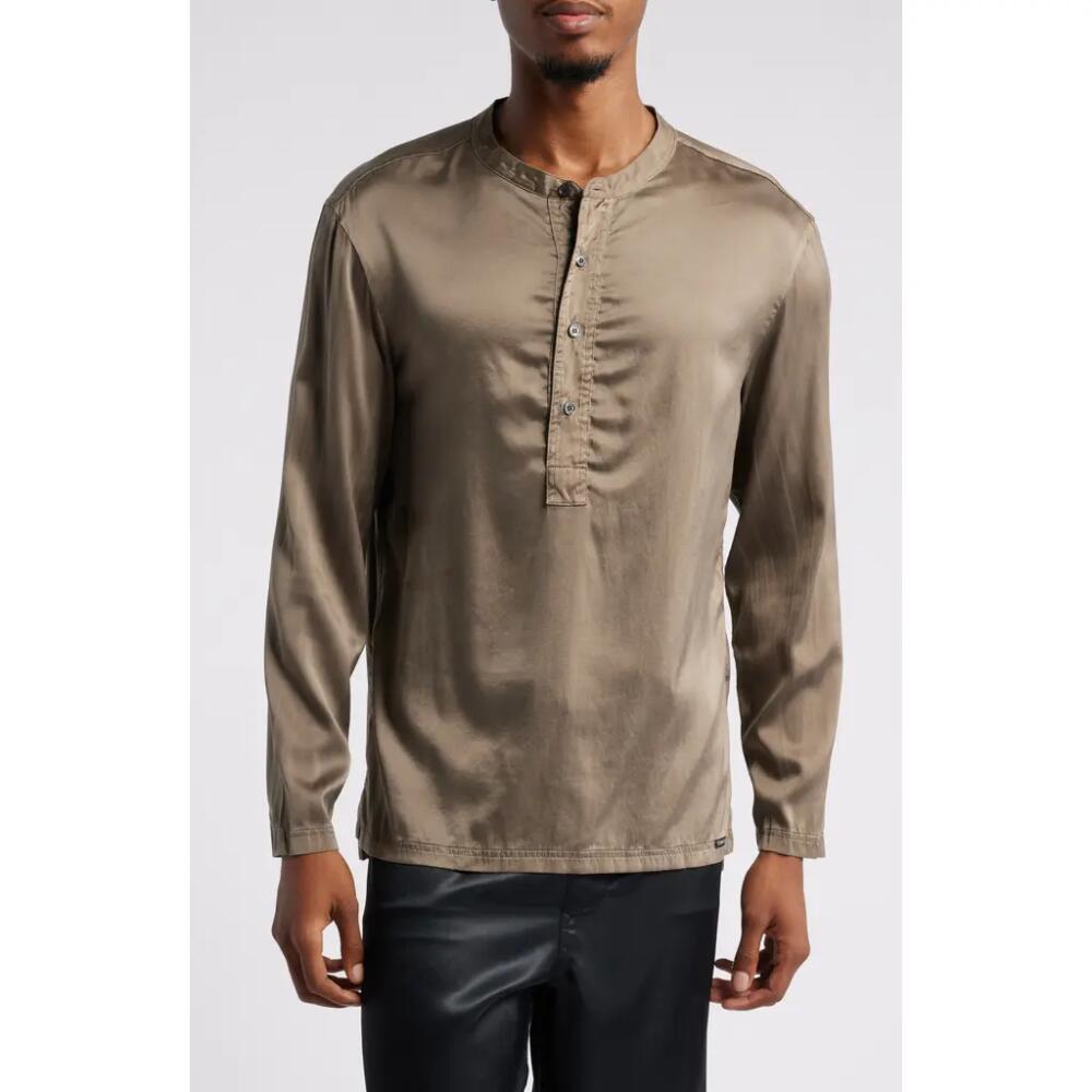 TOM FORD Henley Stretch Silk Pajama Shirt in Dark Brown Cover