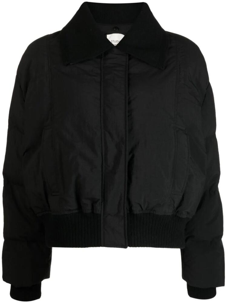 STUDIO TOMBOY ribbed-collar cropped bomber jacket - Black Cover