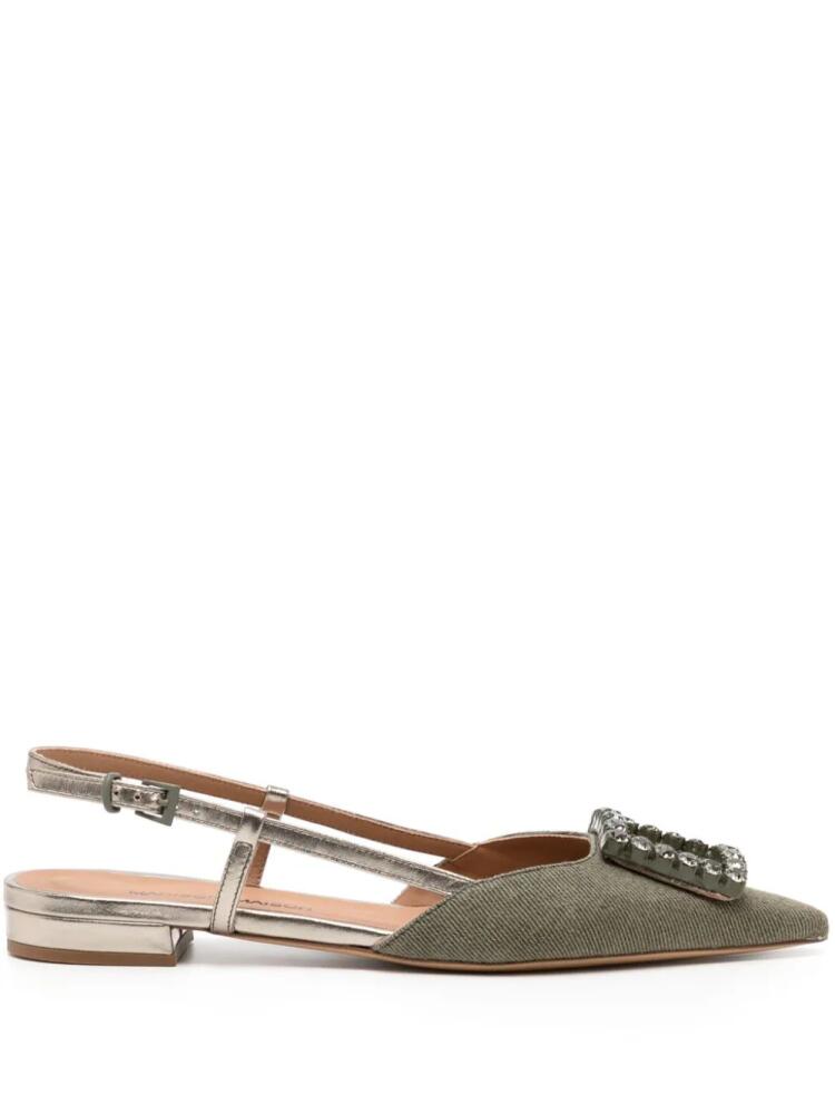 Madison.Maison Khaki/Gold Sling Back Flat - Green Cover