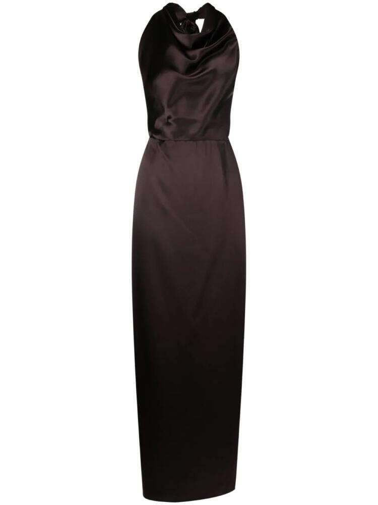 VOZ convertible halterneck satin maxi dress - Brown Cover