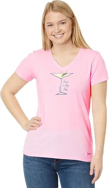 Life is Good Dry Day Martini Short Sleeve Crusher-Lite Vee (Seashell Pink) Women's T Shirt Cover