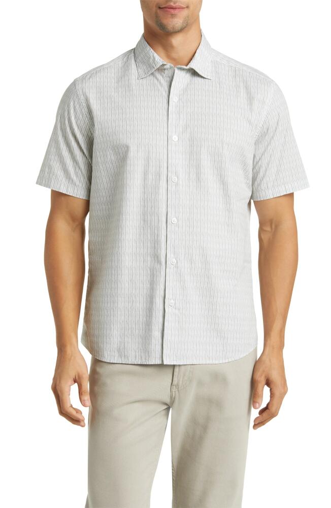 Robert Barakett Bass Stripe Short Sleeve Button-Up Shirt in Light Olive Cover