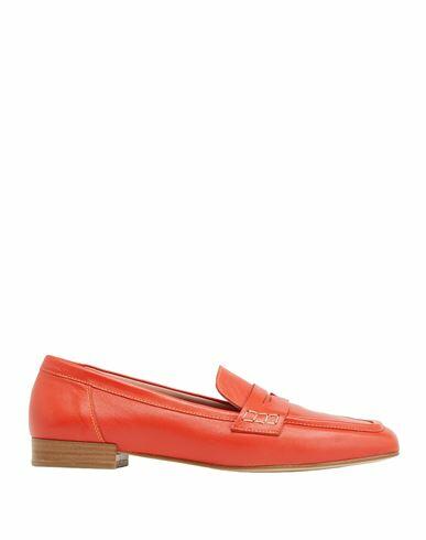 8 By Yoox Leather Square Toe Penny Loafers Woman Loafers Orange Sheepskin Cover