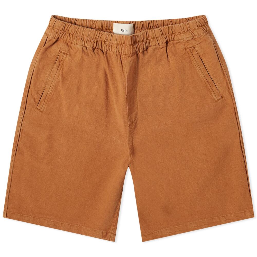 Folk Men's Cotton Linen Assembly Shorts in Ochre Cover