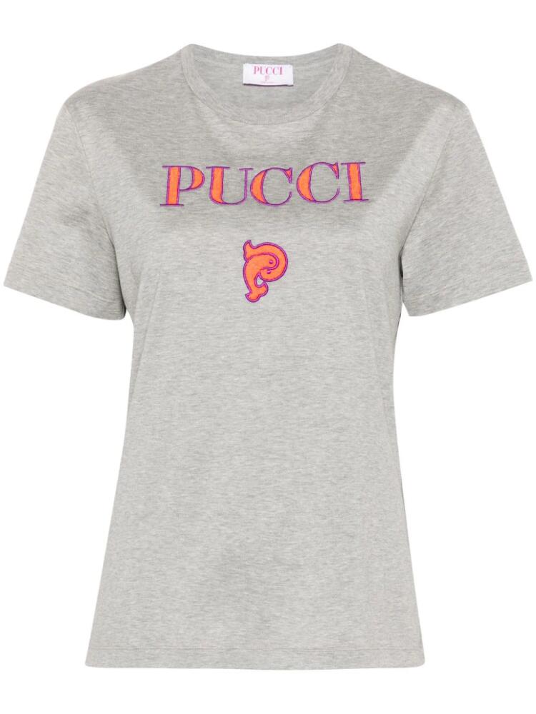 PUCCI logo-embroidered cotton t-shirt - Grey Cover