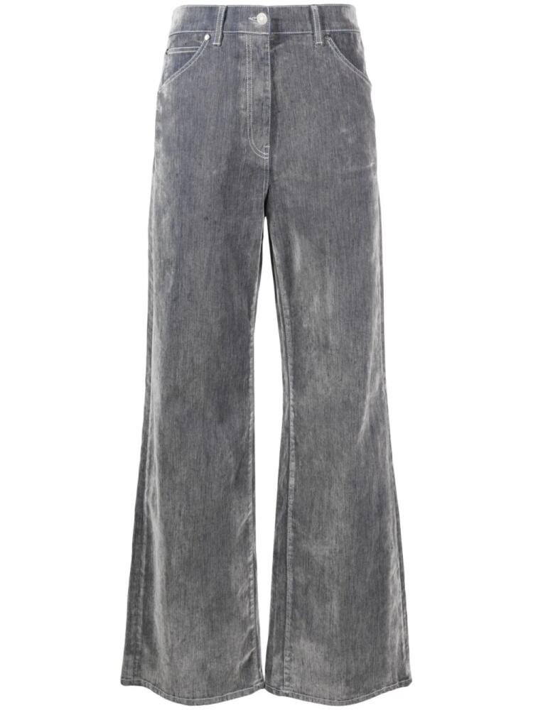 MSGM logo-patch wide-leg trousers - Grey Cover