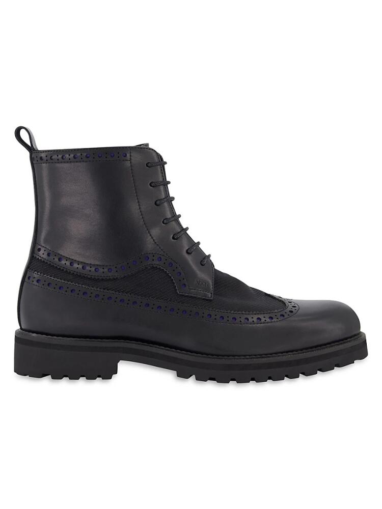 DKNY Men's Wingtip Mesh Combat Boots - Black Cover