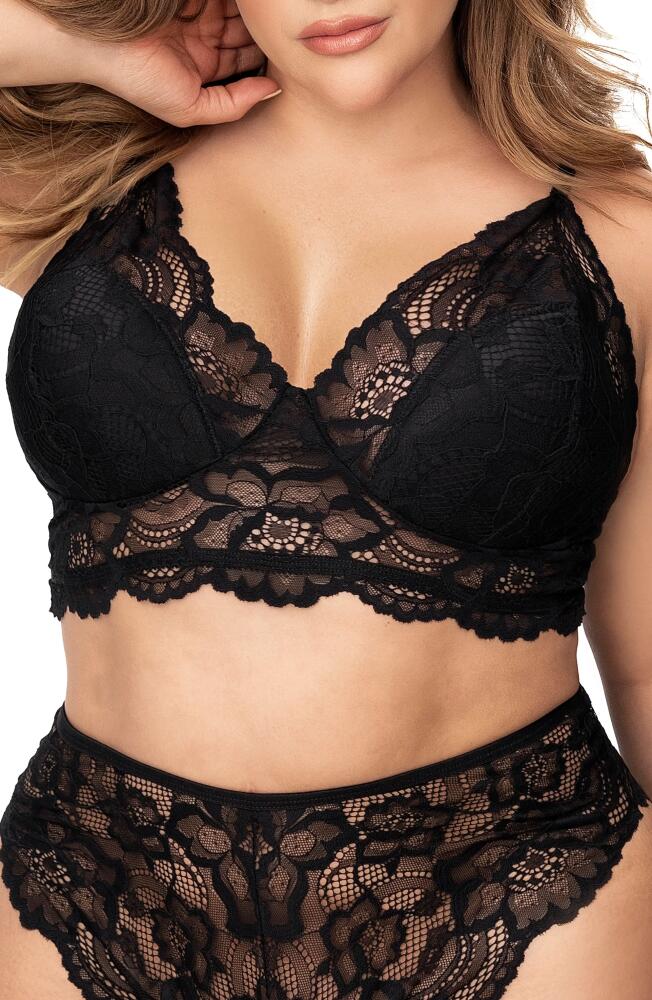 Mapale Scalloped Lace Bra & Briefs in Black Cover