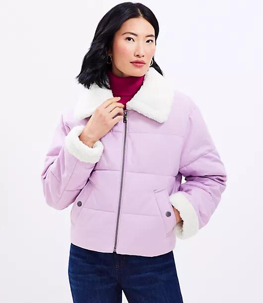 Loft Shearling Collar Puffer Jacket Cover