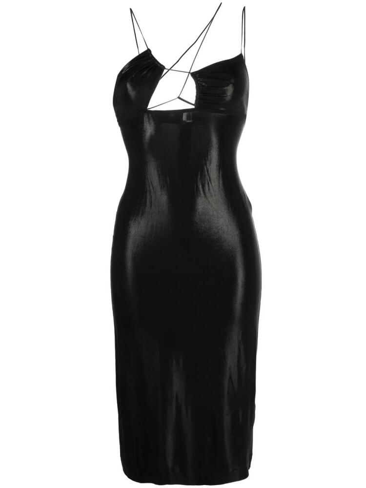 Nensi Dojaka glossy asymmetric-neck dress - Black Cover