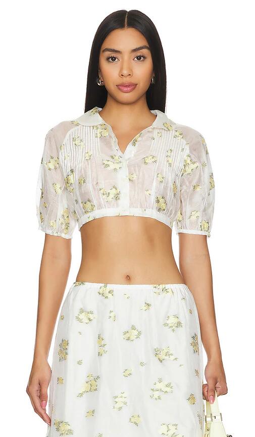 Yuhan Wang Jacquard Chiffon Blouse in Yellow Cover