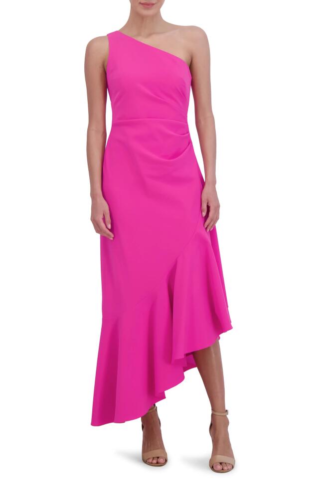 Eliza J One-Shoulder Midi Cocktail Dress in Pink Cover