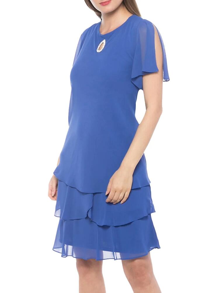 Marina Women's Flutter Sleeve Tiered Shift Dress - Royal Cover