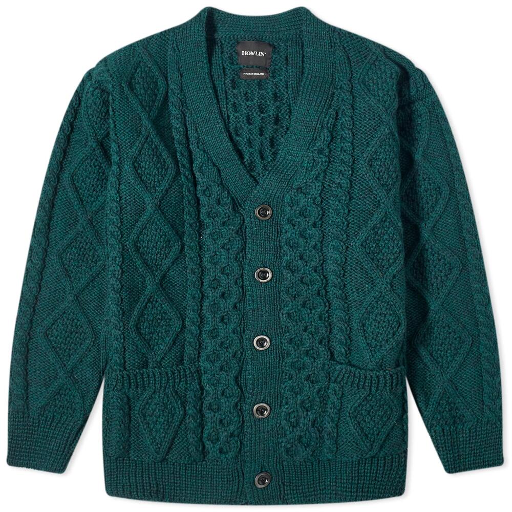 Howlin by Morrison Men's Howlin' Blind Flowers Cable Cardigan in Forest Cover