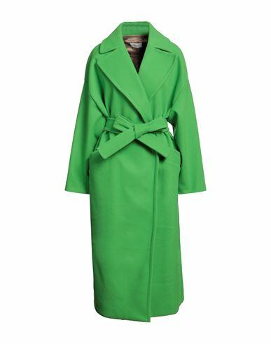 Vicolo Woman Coat Green Polyester Cover