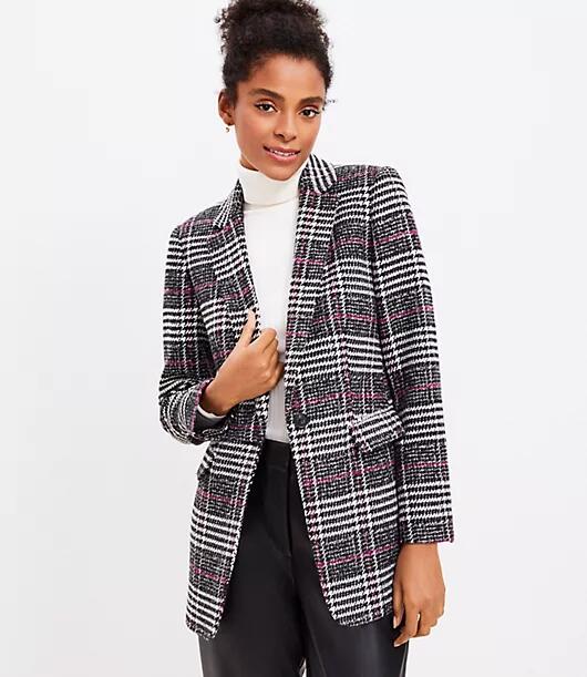 Loft Petite Plaid Long Modern Blazer Cover