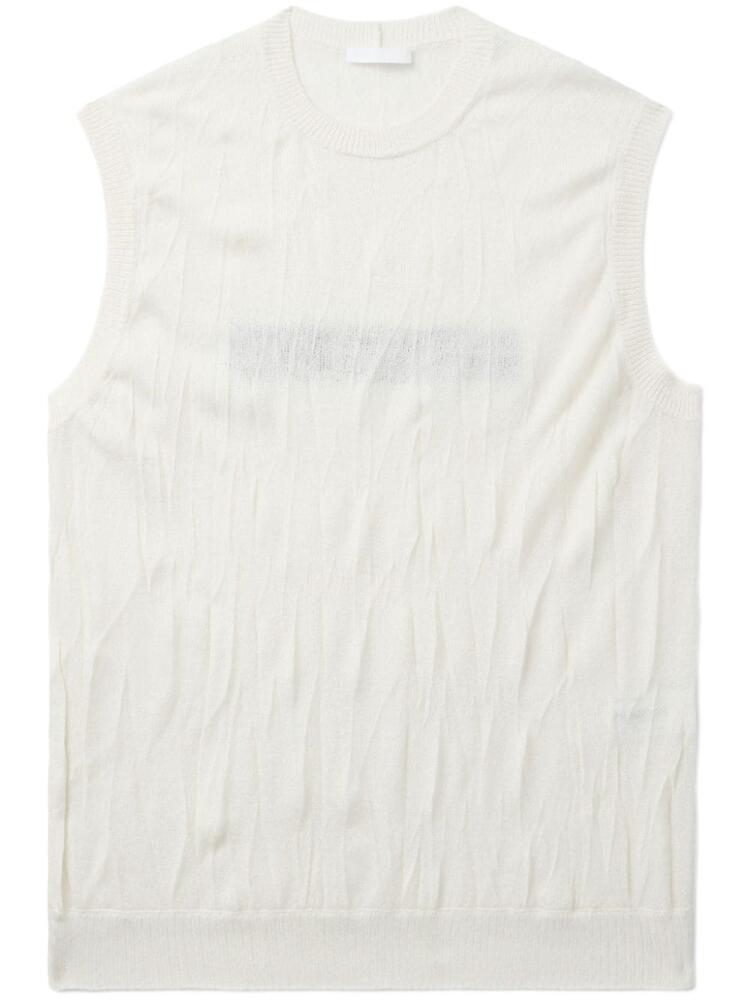 Helmut Lang crushed fine-knit top - Neutrals Cover