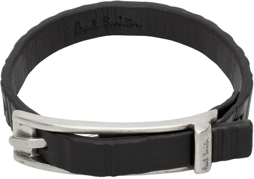 Paul Smith Black Shadow Stripe Leather Bracelet Cover