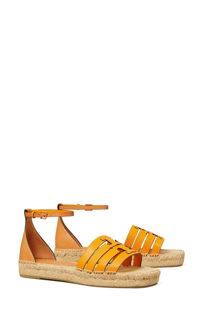 Tory Burch Ines Ankle Strap Espadrille Platform Sandal in Orange Lily /Brandy Cover