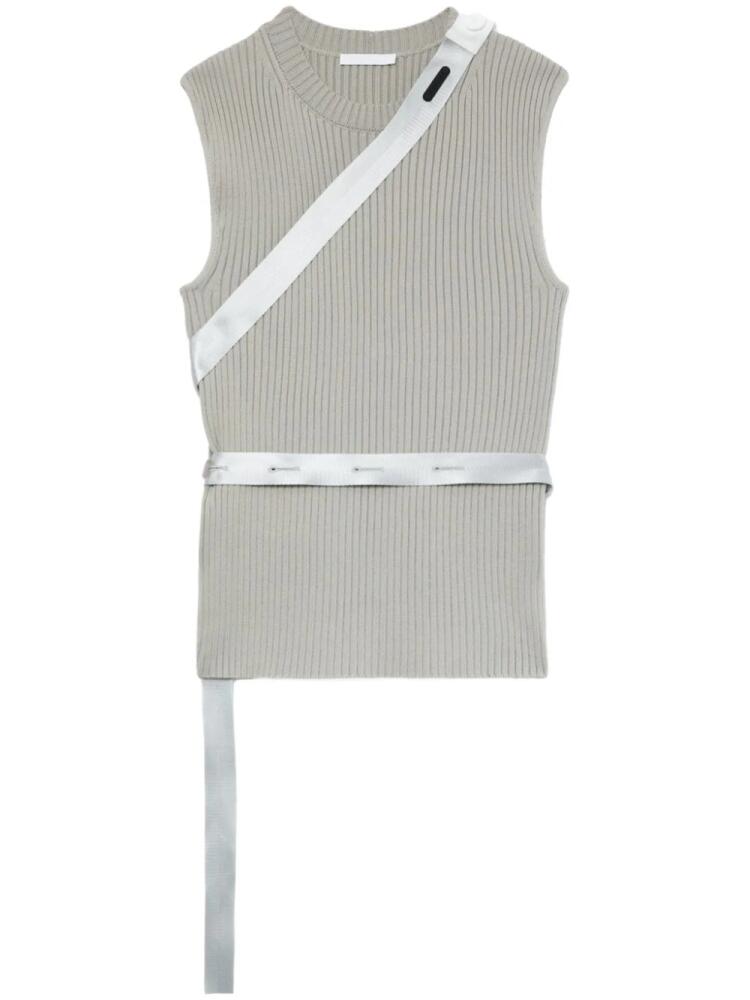 Helmut Lang strap-detail ribbed-knit tank top - Neutrals Cover