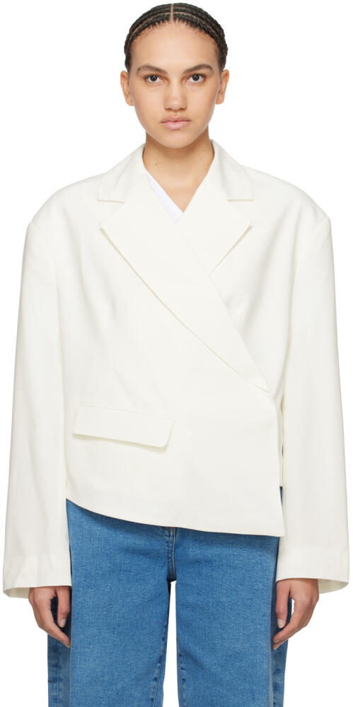 REMAIN Birger Christensen White Asymmetric Blazer Cover