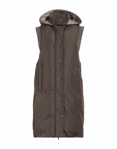 Peserico Woman Puffer Dark brown Polyester, Nylon, Viscose, Metallic fiber, Cashmere Cover