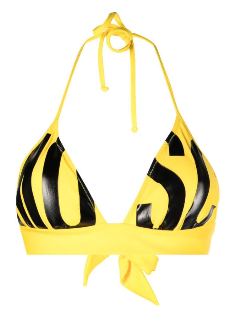 Moschino logo print bikini top - Yellow Cover