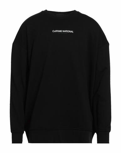 Costume National Man Sweatshirt Black Cotton, Polyester Cover