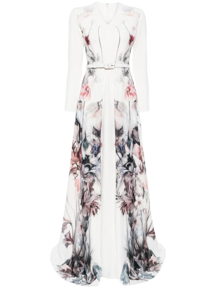 Saiid Kobeisy floral-print belted gown - Neutrals Cover