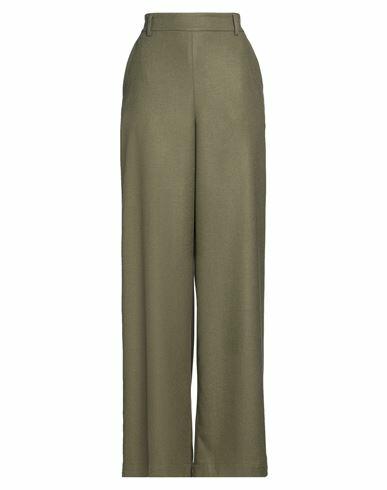 Niū Woman Pants Military green Polyester, Viscose, Wool, Elastane Cover