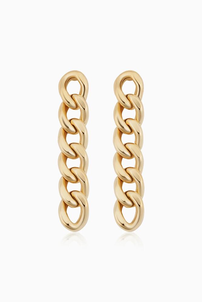 Oradina 14K Yellow Gold Carmine Curb Drop Earrings Cover