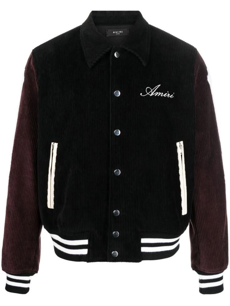 AMIRI panelled corduroy varsity jacket - Black Cover