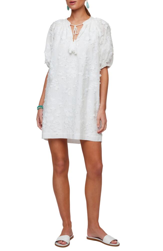 Karen Kane Floral Embroidered Cotton Shift Dress in Off White Cover