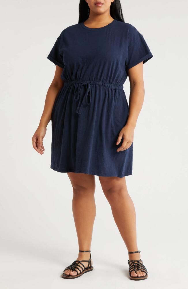 caslon(r) Drawstring Waist Organic Cotton T-Shirt Dress in Navy Blazer Cover