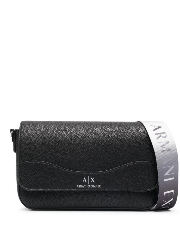 Armani Exchange logo-print leather crossbody bag - Black Cover