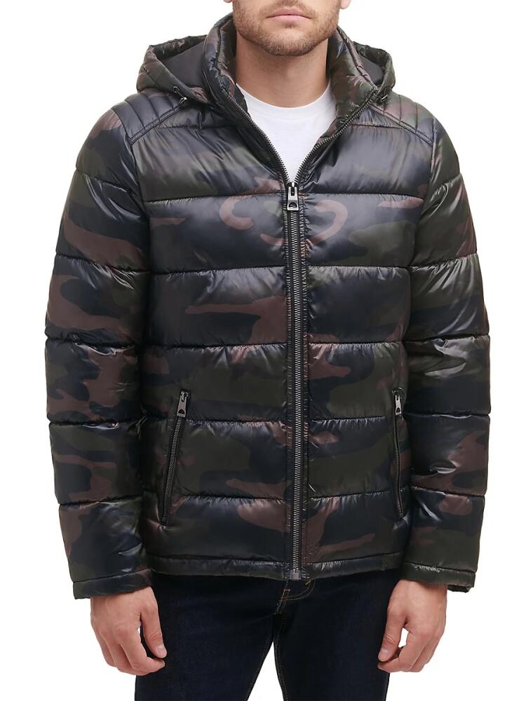 Guess Men's Quilted Zip Up Puffer Jacket - Camo Olive Cover